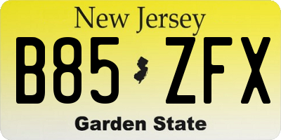 NJ license plate B85ZFX