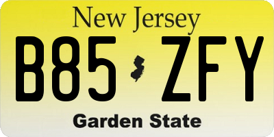 NJ license plate B85ZFY