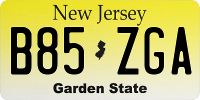 NJ license plate B85ZGA