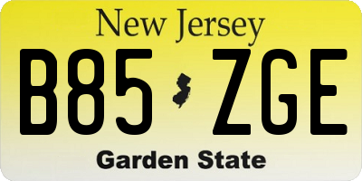 NJ license plate B85ZGE