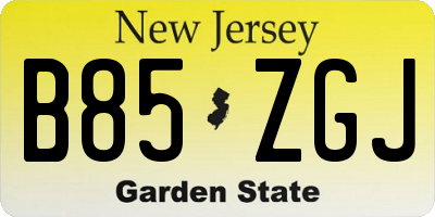 NJ license plate B85ZGJ