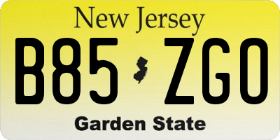 NJ license plate B85ZGO