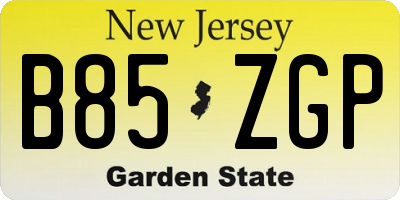 NJ license plate B85ZGP