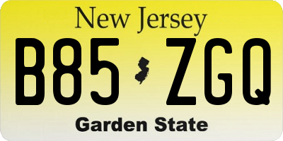 NJ license plate B85ZGQ