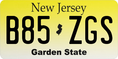 NJ license plate B85ZGS