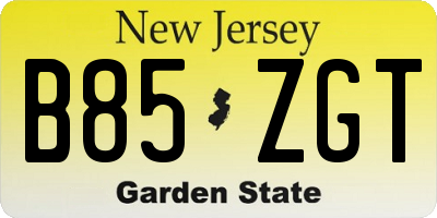 NJ license plate B85ZGT