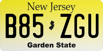 NJ license plate B85ZGU