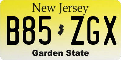 NJ license plate B85ZGX