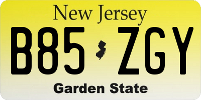 NJ license plate B85ZGY