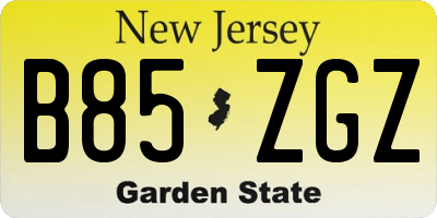 NJ license plate B85ZGZ
