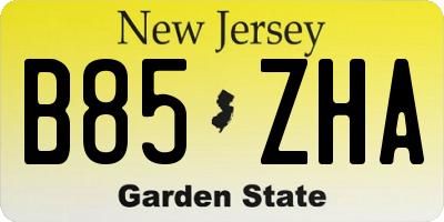 NJ license plate B85ZHA