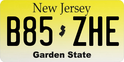 NJ license plate B85ZHE