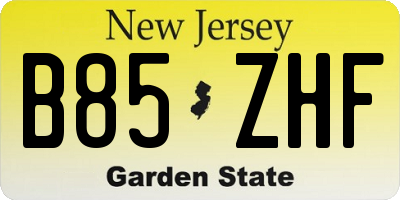 NJ license plate B85ZHF