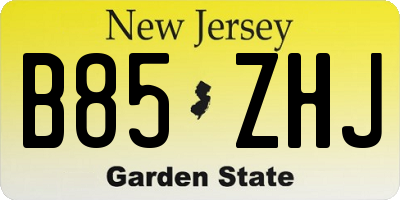 NJ license plate B85ZHJ