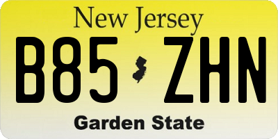 NJ license plate B85ZHN