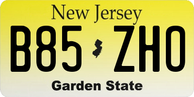 NJ license plate B85ZHO