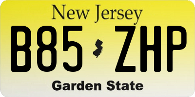 NJ license plate B85ZHP