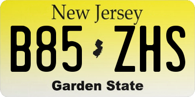 NJ license plate B85ZHS