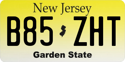 NJ license plate B85ZHT