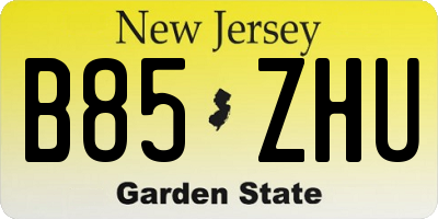 NJ license plate B85ZHU