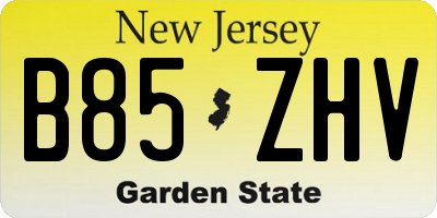 NJ license plate B85ZHV