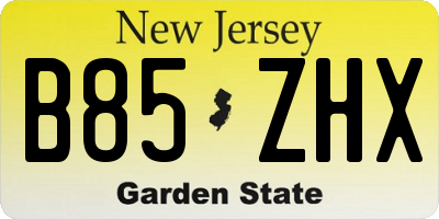NJ license plate B85ZHX