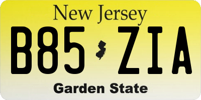 NJ license plate B85ZIA