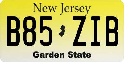 NJ license plate B85ZIB