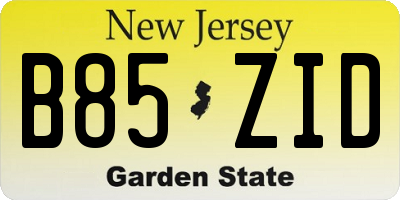 NJ license plate B85ZID