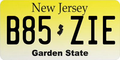 NJ license plate B85ZIE