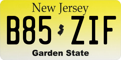 NJ license plate B85ZIF