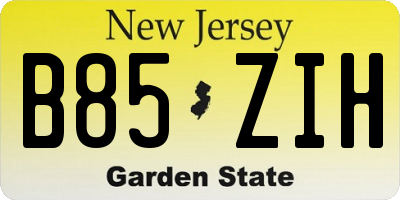 NJ license plate B85ZIH