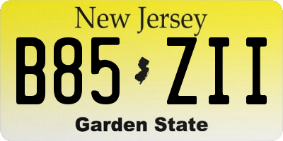 NJ license plate B85ZII