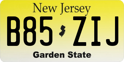 NJ license plate B85ZIJ