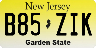 NJ license plate B85ZIK