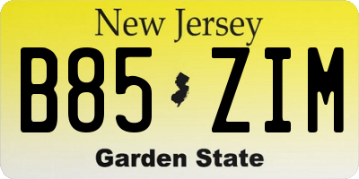 NJ license plate B85ZIM