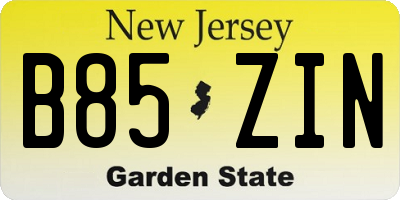 NJ license plate B85ZIN