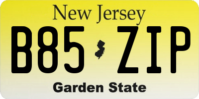 NJ license plate B85ZIP