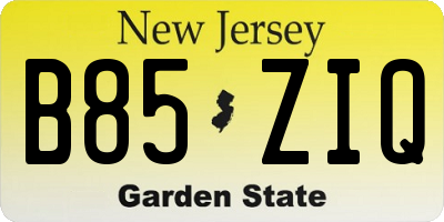 NJ license plate B85ZIQ