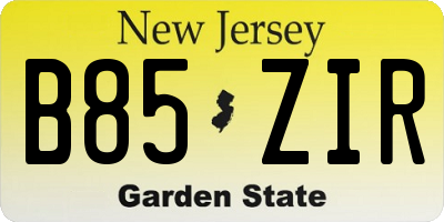 NJ license plate B85ZIR