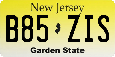 NJ license plate B85ZIS