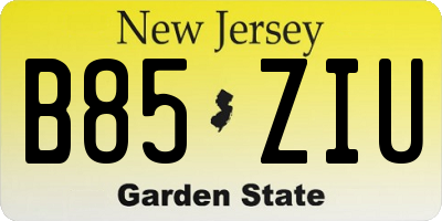 NJ license plate B85ZIU