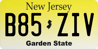 NJ license plate B85ZIV