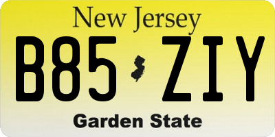 NJ license plate B85ZIY