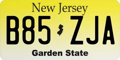 NJ license plate B85ZJA