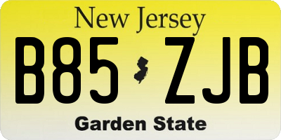 NJ license plate B85ZJB
