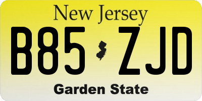 NJ license plate B85ZJD