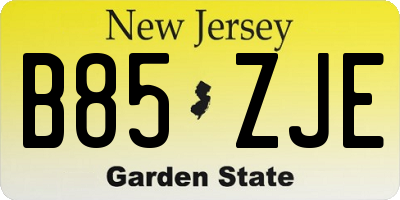 NJ license plate B85ZJE