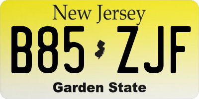 NJ license plate B85ZJF