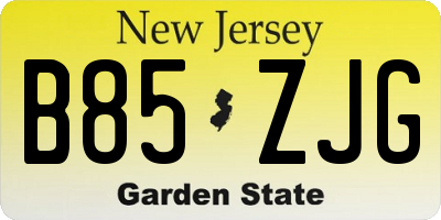 NJ license plate B85ZJG
